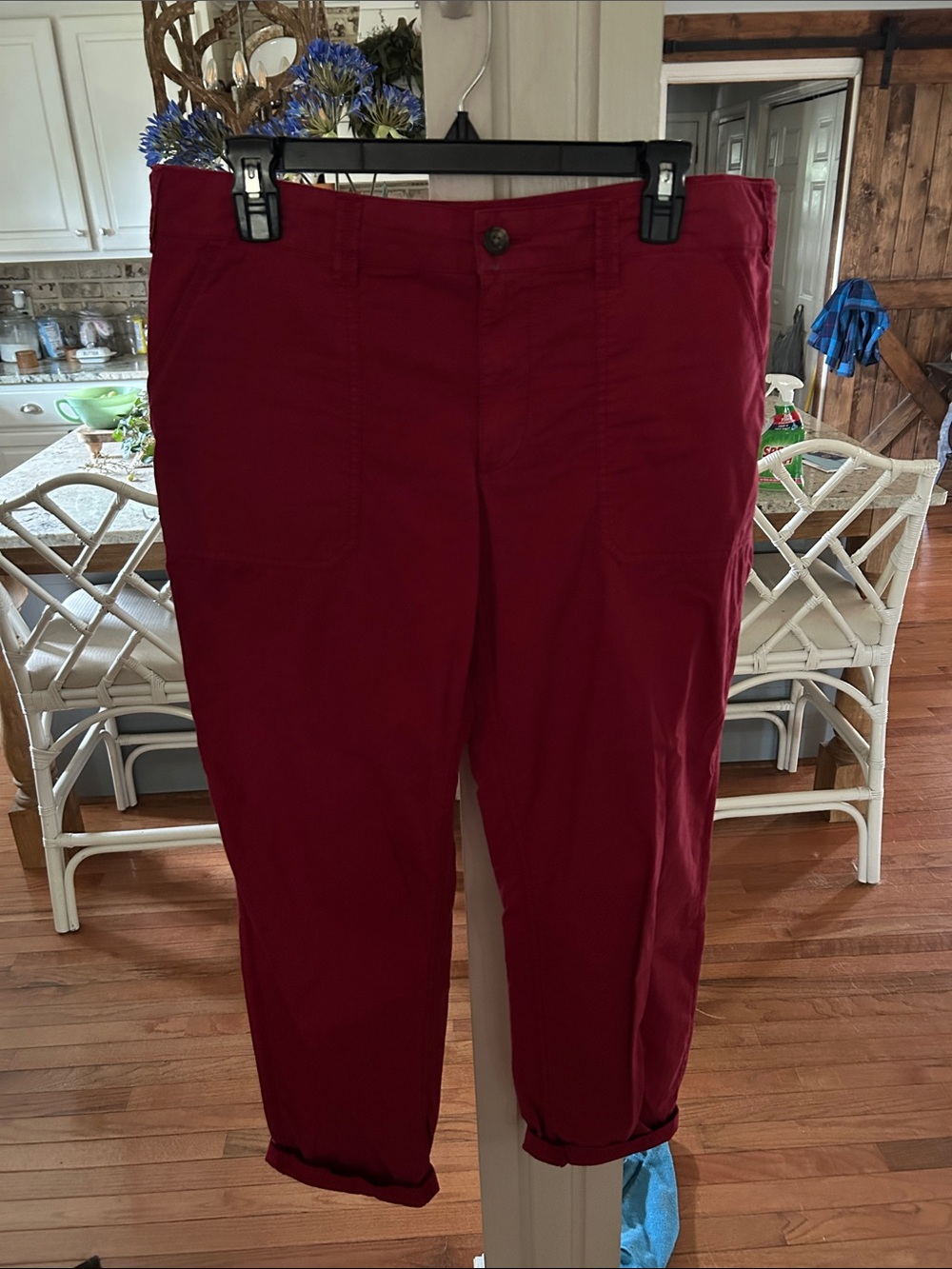Lauren Ralph Lauren Burgundy Cropped Straight-Leg Pants